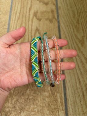 4Ocean Set of 4 Braided Beaded Bracelets Bali Riptide Blue Green Orange